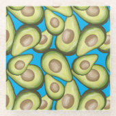 Gourmet Fresh Cut Vegan Avocado Pattern Glass Glazen Onderzetter (Voorkant)