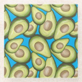 Gourmet Fresh Cut Vegan Avocado Pattern Glass Glazen Onderzetter