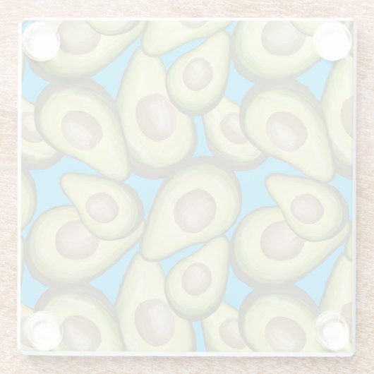 Gourmet Fresh Cut Vegan Avocado Pattern Glass Glazen Onderzetter (Achterkant)