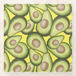 Gourmet Fresh Cut Vegan Avocado Pattern Glass Glazen Onderzetter