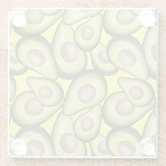 Gourmet Fresh Cut Vegan Avocado Pattern Glass Glazen Onderzetter (Achterkant)