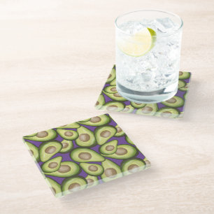 Gourmet Fresh Cut Vegan Avocado Pattern Glazen Onderzetter