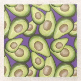 Gourmet Fresh Cut Vegan Avocado Pattern Glazen Onderzetter