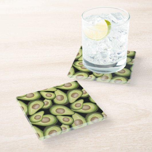 Gourmet Fresh Cut Vegan Avocado Pattern Glazen Onderzetter (Schuin)