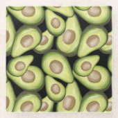 Gourmet Fresh Cut Vegan Avocado Pattern Glazen Onderzetter (Voorkant)