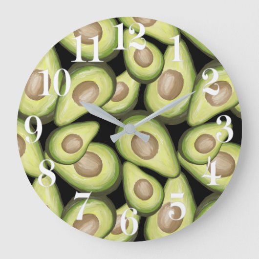 Gourmet Fresh Cut Vegan Avocado Pattern Grote Klok (Voorkant)