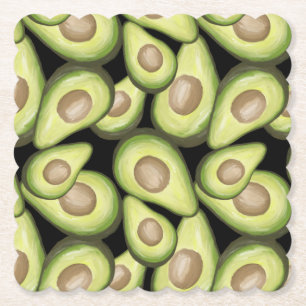 Gourmet Fresh Cut Vegan Avocado Pattern Kartonnen Onderzetters