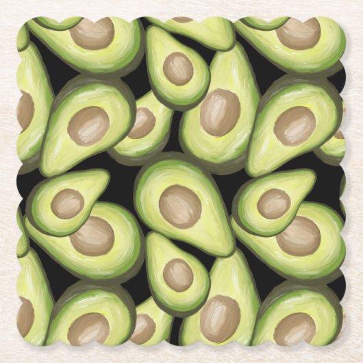 Gourmet Fresh Cut Vegan Avocado Pattern Kartonnen Onderzetters (Voorkant)