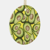 Gourmet Fresh Cut Vegan Avocado Pattern Keramisch Ornament (Rechts)