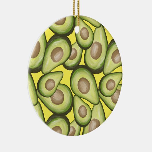 Gourmet Fresh Cut Vegan Avocado Pattern Keramisch Ornament (Rechts)
