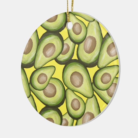 Gourmet Fresh Cut Vegan Avocado Pattern Keramisch Ornament (Links)