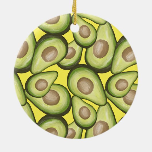 Gourmet Fresh Cut Vegan Avocado Pattern Keramisch Ornament (Achterkant)