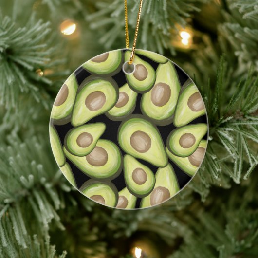 Gourmet Fresh Cut Vegan Avocado Pattern Keramisch Ornament (Boom)