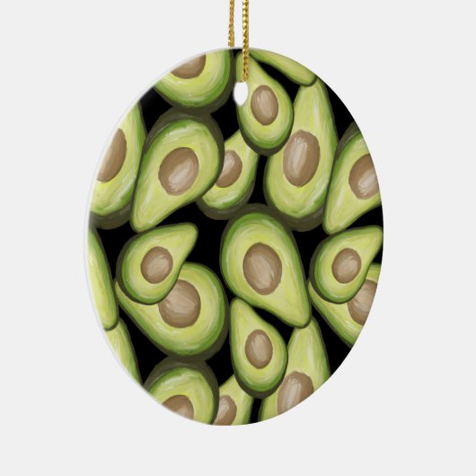 Gourmet Fresh Cut Vegan Avocado Pattern Keramisch Ornament (Rechts)
