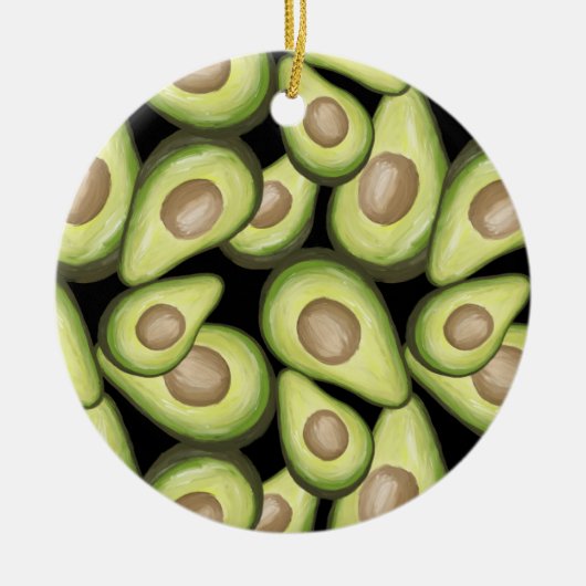Gourmet Fresh Cut Vegan Avocado Pattern Keramisch Ornament (Voorkant)