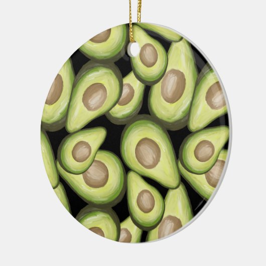 Gourmet Fresh Cut Vegan Avocado Pattern Keramisch Ornament (Links)