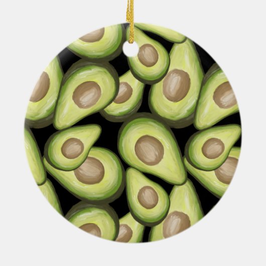 Gourmet Fresh Cut Vegan Avocado Pattern Keramisch Ornament (Achterkant)