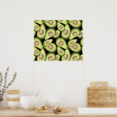 Gourmet Fresh Cut Vegan Avocado Pattern Poster (Keuken)