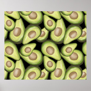 Gourmet Fresh Cut Vegan Avocado Pattern Poster