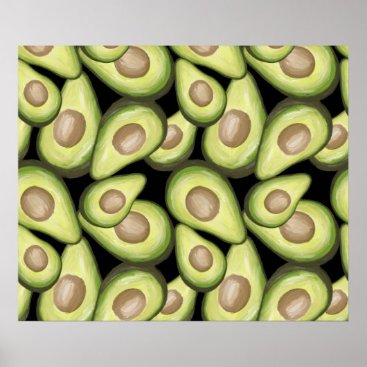 Gourmet Fresh Cut Vegan Avocado Pattern Poster (Voorkant)