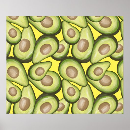 Gourmet Fresh Cut Vegan Avocado Pattern Poster (Voorkant)