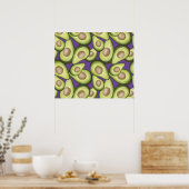 Gourmet Fresh Cut Vegan Avocado Pattern Poster (Keuken)
