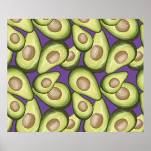 Gourmet Fresh Cut Vegan Avocado Pattern Poster