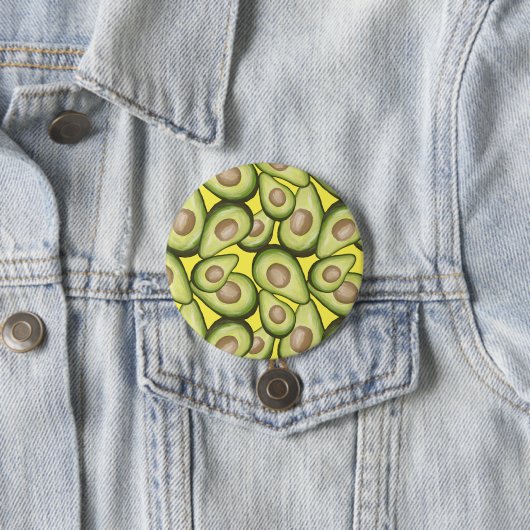 Gourmet Fresh Cut Vegan Avocado Pattern Ronde Button 7,6 Cm (In situ)