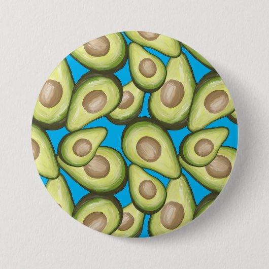 Gourmet Fresh Cut Vegan Avocado Pattern Ronde Button 7,6 Cm (Voorkant)