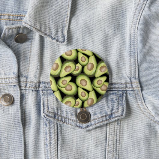 Gourmet Fresh Cut Vegan Avocado Pattern Ronde Button 7,6 Cm (In situ)