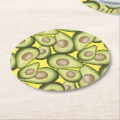 Gourmet Fresh Cut Vegan Avocado Pattern Square Ronde Kartonnen Onderzetter (Gebogen)