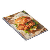 Gourmet Fried Chicken Burger Watercolor Recept Notitieboek (Rechterzijde)
