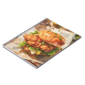 Gourmet Fried Chicken Burger Watercolor Recept Notitieboek (Linkerzijde)