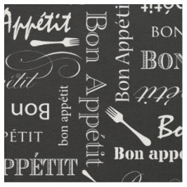Gourmet Keuken Bon Appetit Zwart-wit Stof