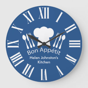 Gourmet Kitchen Bon Appetit Blue en White Grote Klok