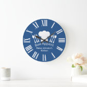 Gourmet Kitchen Bon Appetit Blue en White Grote Klok (Huis)