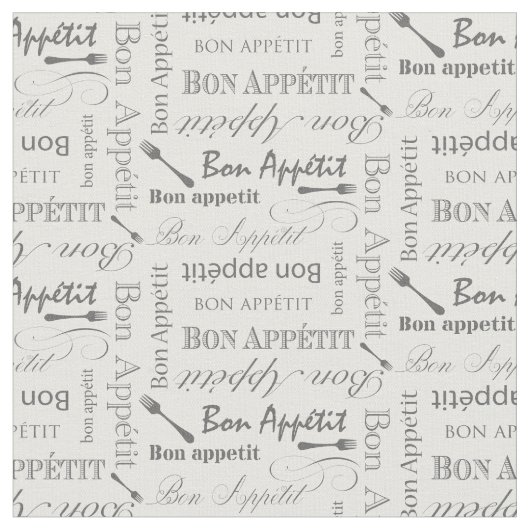 Gourmet Kitchen Bon Appetit Retro Typografie Stof (Close Up)