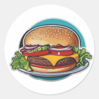 Gourmet Throwback Burger: Een nostalgische hap Ronde Sticker