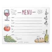 Gourmet Wekelijks Dinner Menu Sticky Notepad Notitieblok (Voorkant)