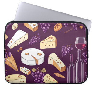 Gourmet wijn- en kaascombinatie vintage handgeteke laptop sleeve