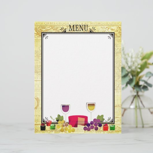 Gourmet-wijn kaas diner-menu briefhoofd (Staand voorkant)