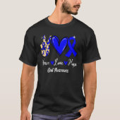 Gout Awareness Peace Love Hope Blue Ribbon T-shirt (Voorkant)