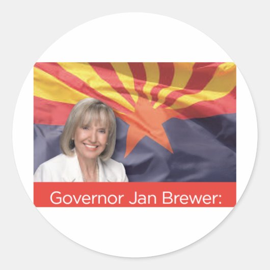 Gouverneur Jan Brewer Ronde Sticker (Voorkant)