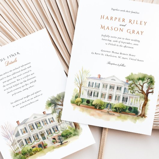 Gouverneur Thomas Bennett House Charleston Wedding Kaart