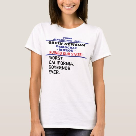 Gouverneur van Californië Gavin Newsom T-shirt (Voorkant)