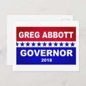 Gouverneur van Greg Abbott Texas 2018 Briefkaart (Voorkant / Achterkant)