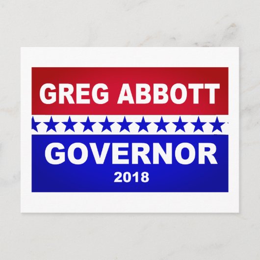 Gouverneur van Greg Abbott Texas 2018 Briefkaart (Voorkant)