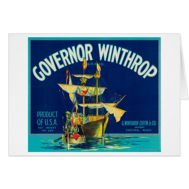 Gouverneur Winthrop Apple Label (blauw) - Yakima,  (Voorkant Horizontaal)