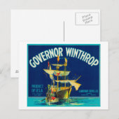 Gouverneur Winthrop Apple Label (blauw) - Yakima, Briefkaart (Voorkant / Achterkant)