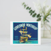 Gouverneur Winthrop Apple Label (blauw) - Yakima, Briefkaart (Staand voorkant)